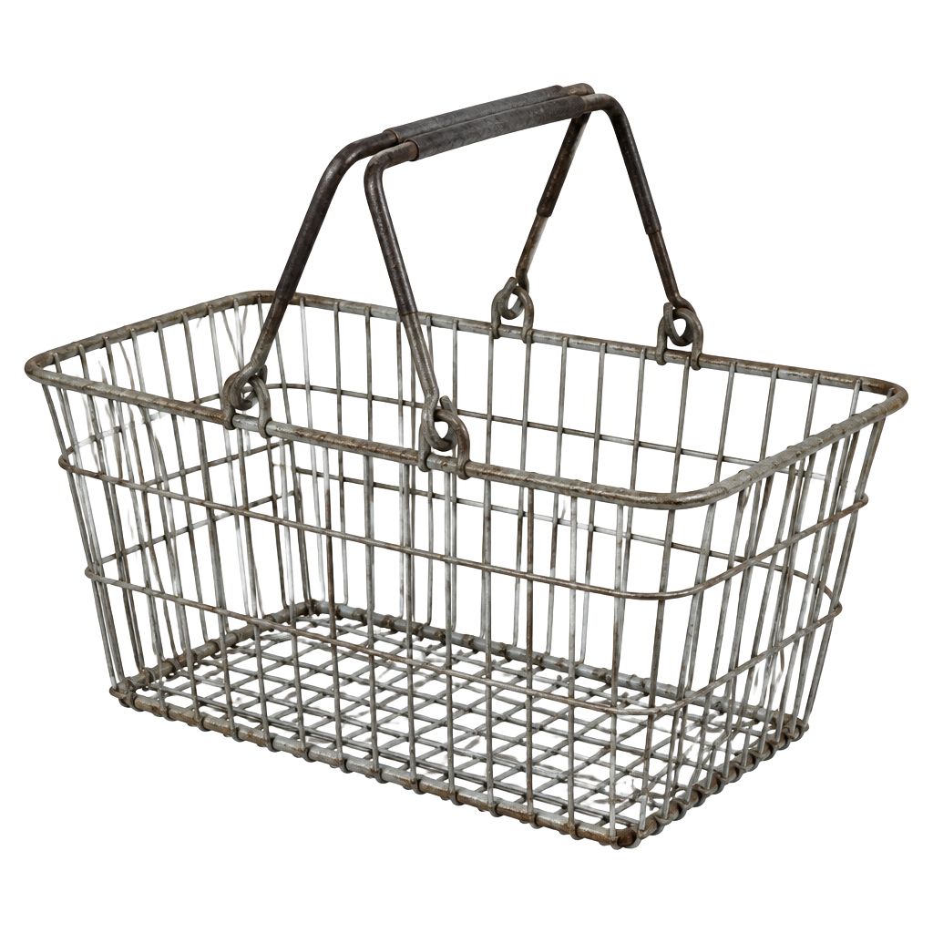 An old-school wire shopping basket